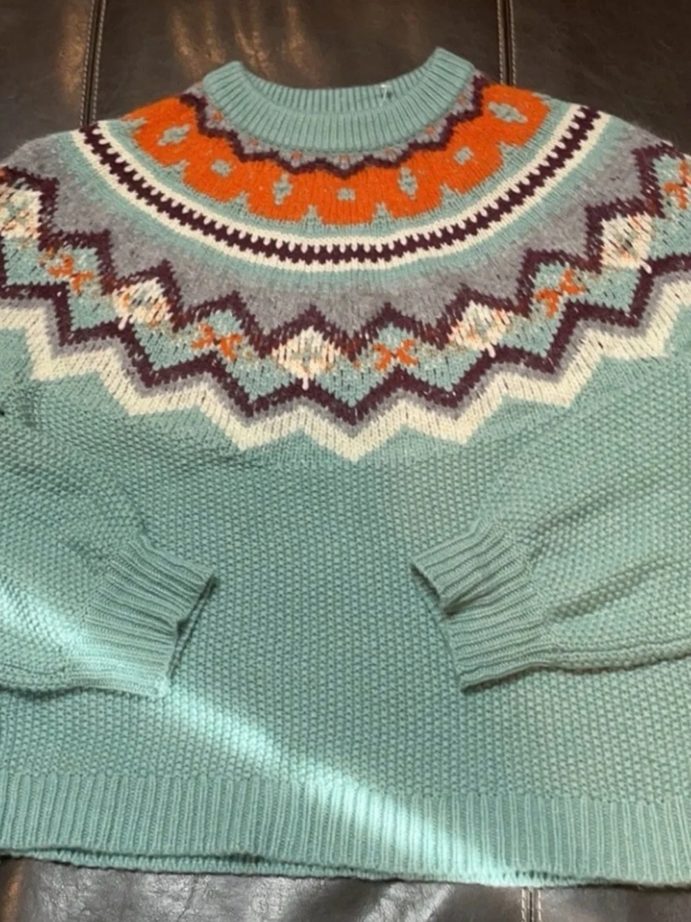 J. Crew Zigzag Fair Isle cable kit Crewneck Sweater Size Medium